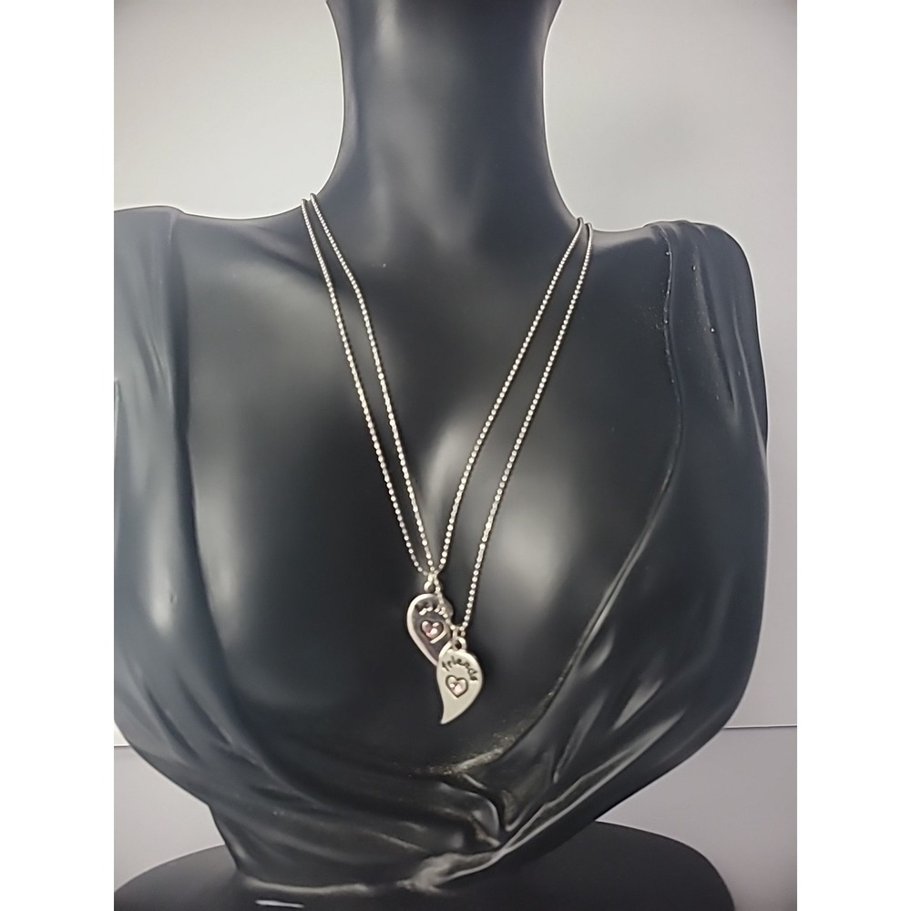 New Cookie Lee Best Friends 2 Necklaces Silver Tone‎ Jewelry Costume